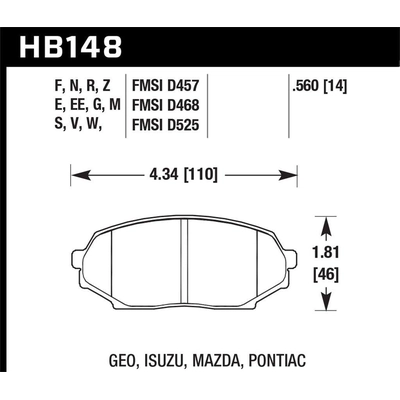 Plaquette de frein haute performance avant de HAWK PERFORMANCE - HB148F.560 pa21