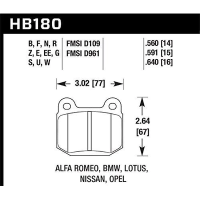 Front High Performance Pads by HAWK PERFORMANCE - HB180N.560 pa20