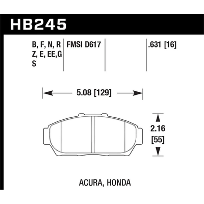 Plaquette de frein haute performance avant by HAWK PERFORMANCE - HB245F.631 pa5