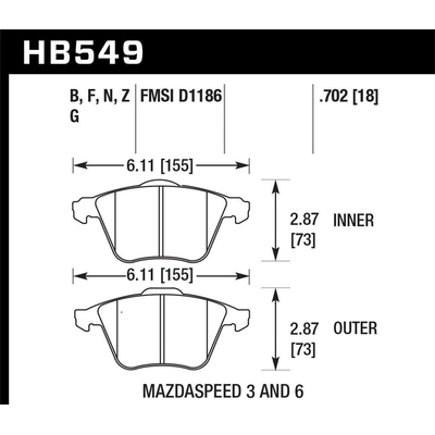 Front High Performance Pads by HAWK PERFORMANCE - HB549F.702 pa7