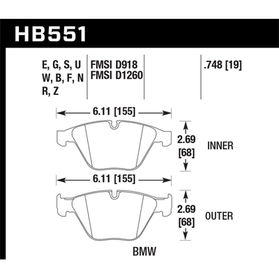 Front High Performance Pads by HAWK PERFORMANCE - HB551F.748 pa12