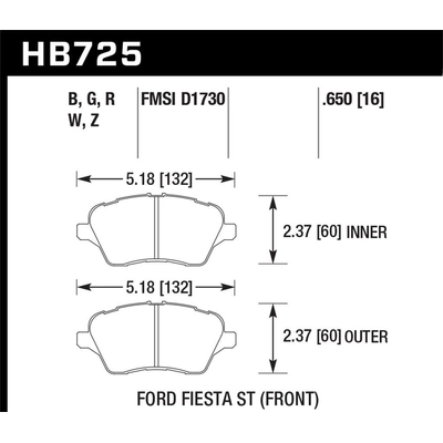 Plaquette de frein haute performance avant de HAWK PERFORMANCE - HB725B.650 pa4