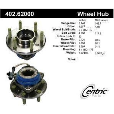 Front Hub Assembly by CENTRIC PARTS - 402.62000 pa1