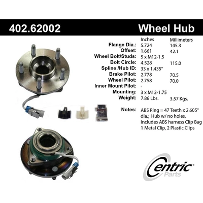 Front Hub Assembly by CENTRIC PARTS - 402.62002 pa1