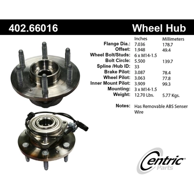 Front Hub Assembly by CENTRIC PARTS - 402.66016 pa1