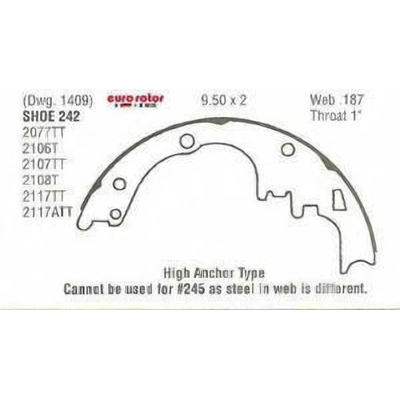 Front New Brake Shoes by EUROROTOR - 242 pa2