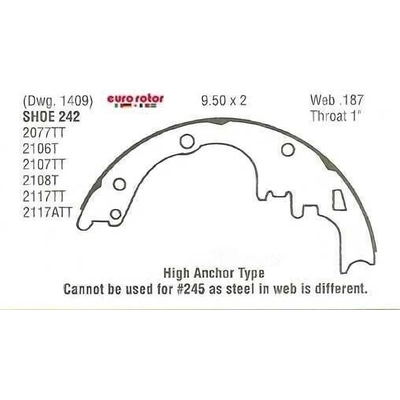 Front New Brake Shoes by EUROROTOR - 242R pa2