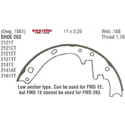 Front New Brake Shoes by EUROROTOR - 263 pa3