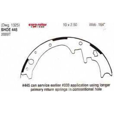 Front New Brake Shoes by EUROROTOR - 445R pa2