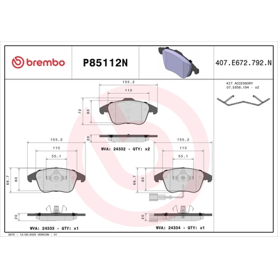BREMBO - P85112N - Front Disc Brake Pad Set pa4
