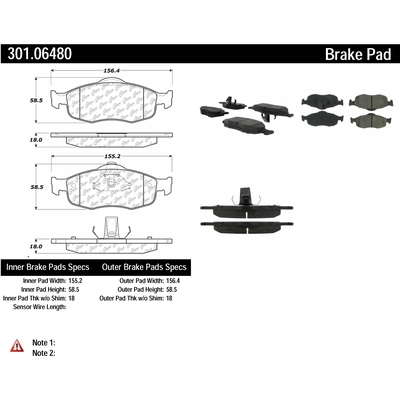 Plaquettes avant en céramique de qualité supérieure by CENTRIC PARTS - 301.06480 pa1