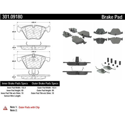 Front Premium Ceramic Pads by CENTRIC PARTS - 301.09180 pa1