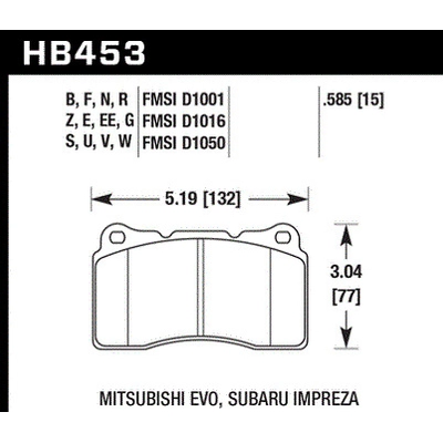 Front Premium Pads by HAWK PERFORMANCE - HB453W.585 pa1