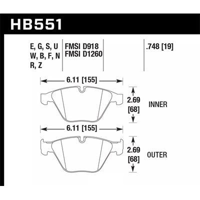 HAWK PERFORMANCE - HB551G.748 - Front Premium Pads pa2