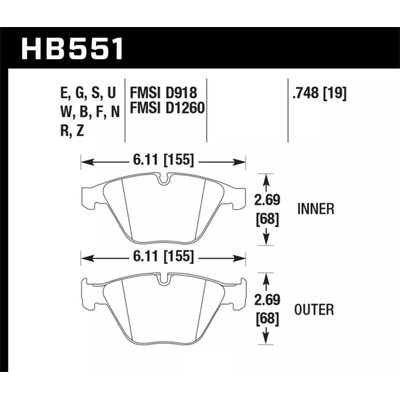 HAWK PERFORMANCE - HB551U.748 - Front Premium Pads pa2