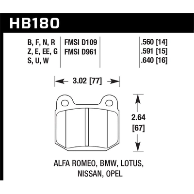 Plaquette premium avant de HAWK PERFORMANCE - HB180G.560 pa2