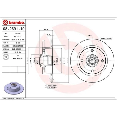 Front Premium Rotor by BREMBO - 08.2691.10 (1 Qty) pa4