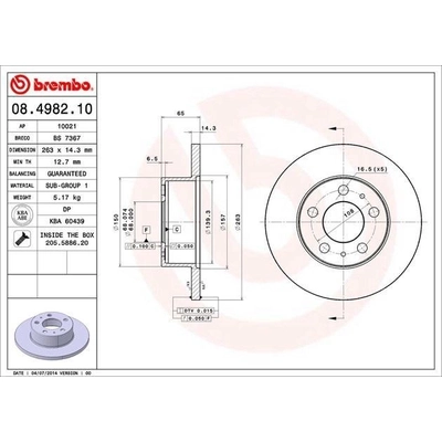 Front Premium Rotor by BREMBO - 08.4982.10 (1 Qty) pa5