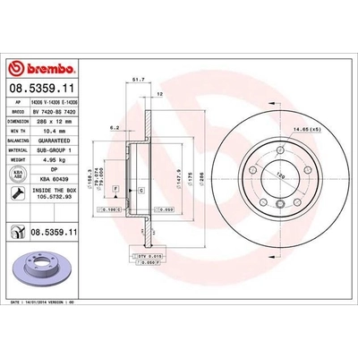 Front Premium Rotor by BREMBO - 08.5359.11 (1 Qty) pa6