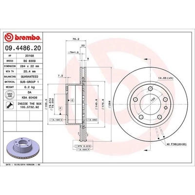 Front Premium Rotor by BREMBO - 09.4486.20 (1 Qty) pa5