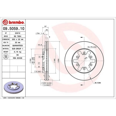 Front Premium Rotor by BREMBO - 09.5059.10 (1 Qty) pa5