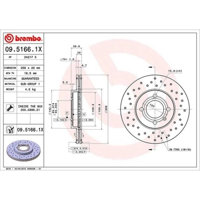 Front Premium Rotor by BREMBO - 09.5166.1X pa4