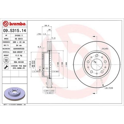 Front Premium Rotor by BREMBO - 09.5315.14 (1 Qty) pa8