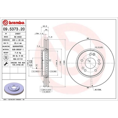 Front Premium Rotor by BREMBO - 09.5373.20 (1 Qty) pa4