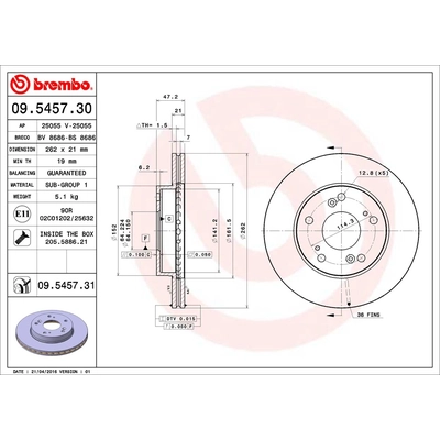 Front Premium Rotor by BREMBO - 09.5457.31 (1 Qty) pa2