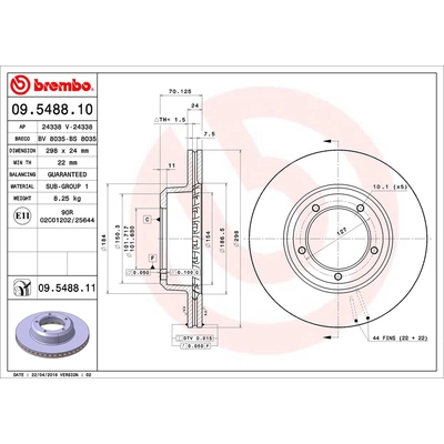 Front Premium Rotor by BREMBO - 09.5488.11 (1 Qty) pa2