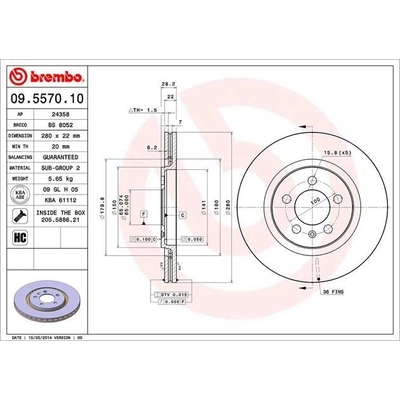 Front Premium Rotor by BREMBO - 09.5570.10 (1 Qty) pa4