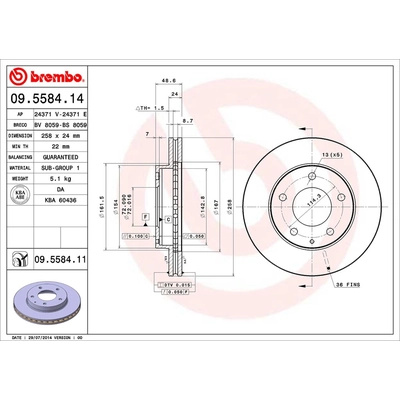 Front Premium Rotor by BREMBO - 09.5584.11 (1 Qty) pa1