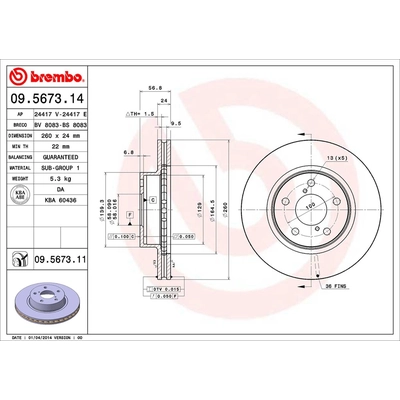 Front Premium Rotor by BREMBO - 09.5673.11 (1 Qty) pa3