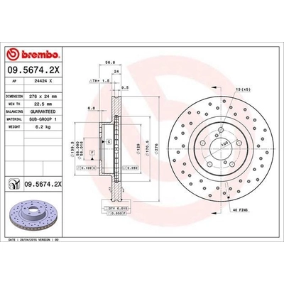 Front Premium Rotor by BREMBO - 09.5674.2X (1 Qty) pa4