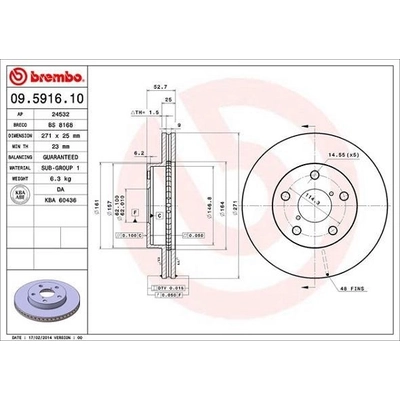 Front Premium Rotor by BREMBO - 09.5916.10 (1 Qty) pa4