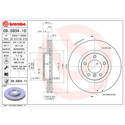 Front Premium Rotor by BREMBO - 09.5934.11 (1 Qty) pa2