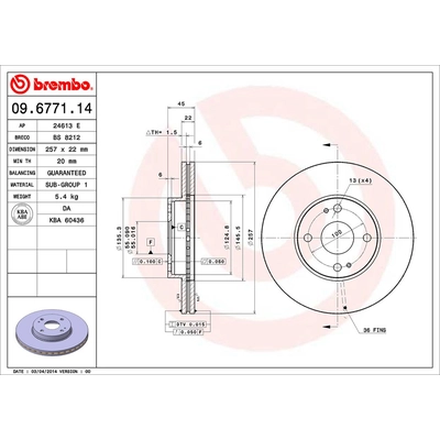 Front Premium Rotor by BREMBO - 09.6771.14 (1 Qty) pa2