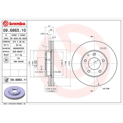 Front Premium Rotor by BREMBO - 09.6863.11 (1 Qty) pa2