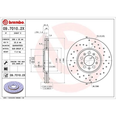 Front Premium Rotor by BREMBO - 09.7010.2X (1 Qty) pa4