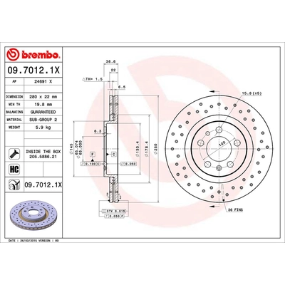 Front Premium Rotor by BREMBO - 09.7012.1X (1 Qty) pa1