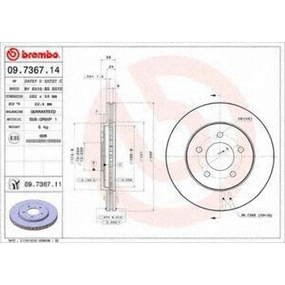 Front Premium Rotor by BREMBO - 09.7367.11 (1 Qty) pa3