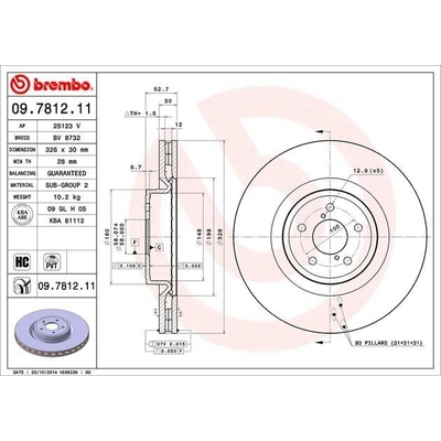 Front Premium Rotor by BREMBO - 09.7812.11 (1 Qty) pa11