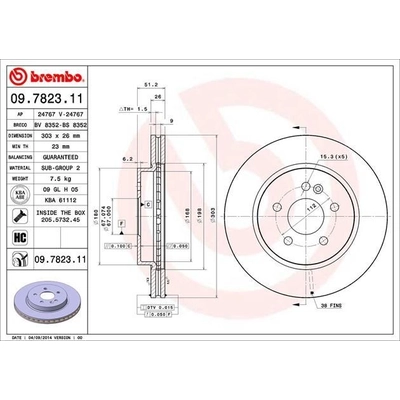 Front Premium Rotor by BREMBO - 09.7823.11 (1 Qty) pa4