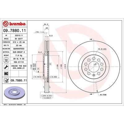 Front Premium Rotor by BREMBO - 09.7880.11 (1 Qty) pa6