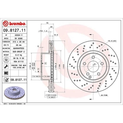 Front Premium Rotor by BREMBO - 09.8127.11 (1 Qty) pa7