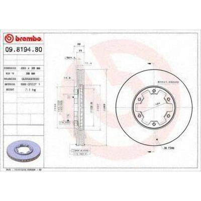 Front Premium Rotor by BREMBO - 09.8194.80 (1 Qty) pa5