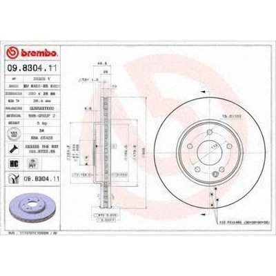 Front Premium Rotor by BREMBO - 09.8304.11 (1 Qty) pa7