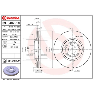 Front Premium Rotor by BREMBO - 09.8402.11 (1 Qty) pa2