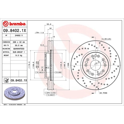 Front Premium Rotor by BREMBO - 09.8402.1X (1 Qty) pa2