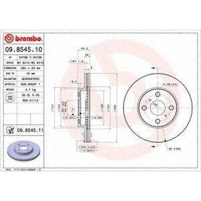 Front Premium Rotor by BREMBO - 09.8545.11 (1 Qty) pa3